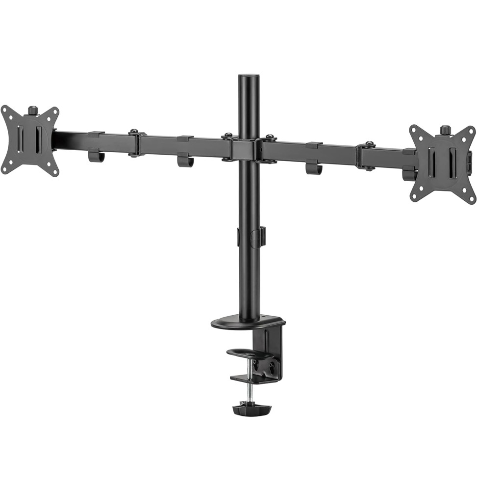 Support Double Ecran PC - 17 à 32 pouce, Hauteur Ergonomique - Inclinaison à ±45°/Pivotement à 180°/Rotation à 360°