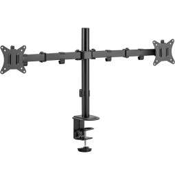 Support Double Ecran PC - 17 à 32 pouce, Hauteur Ergonomique - Inclinaison à ±45°/Pivotement à 180°/Rotation à 360°